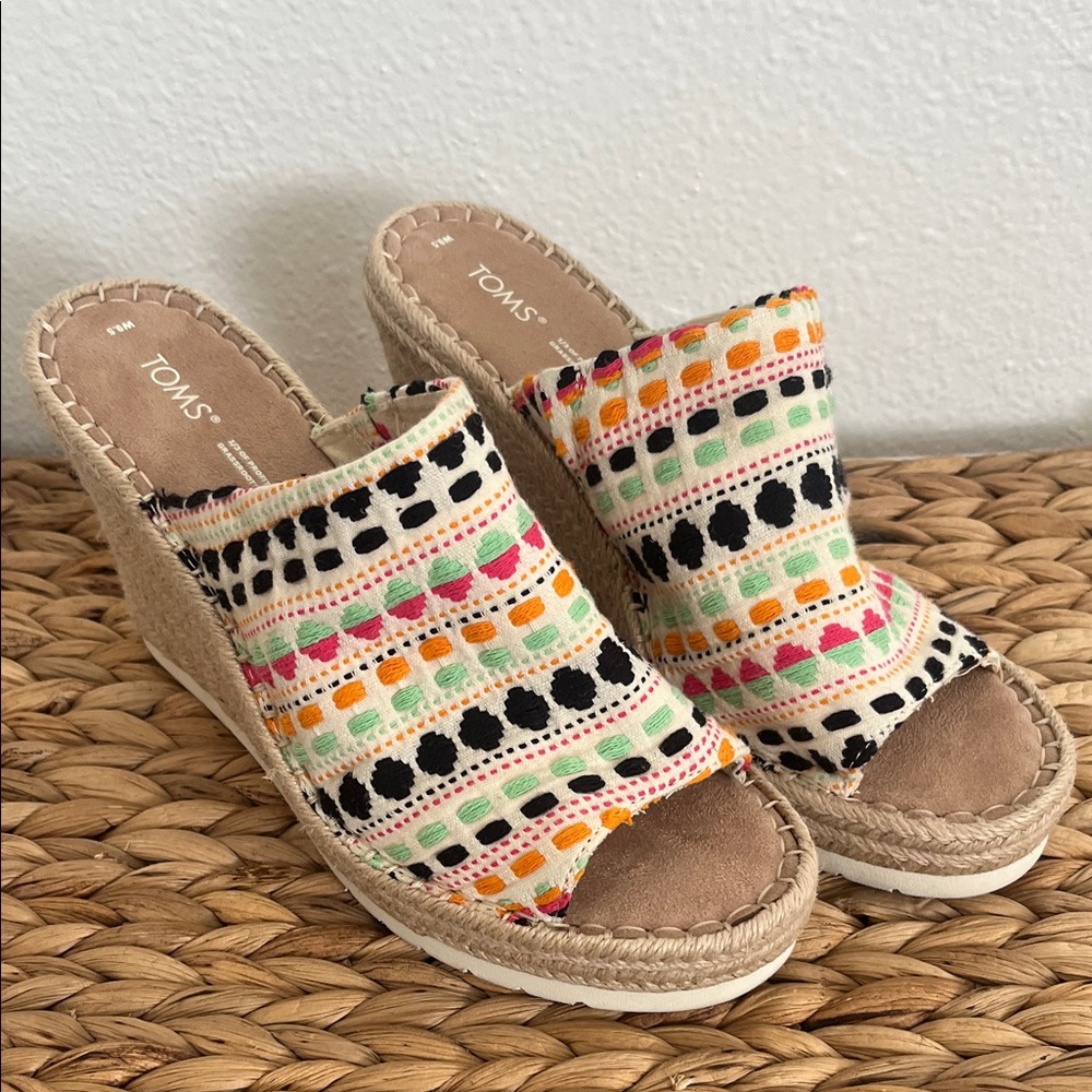 TOMS Colorful Patterned Wedge Sandals